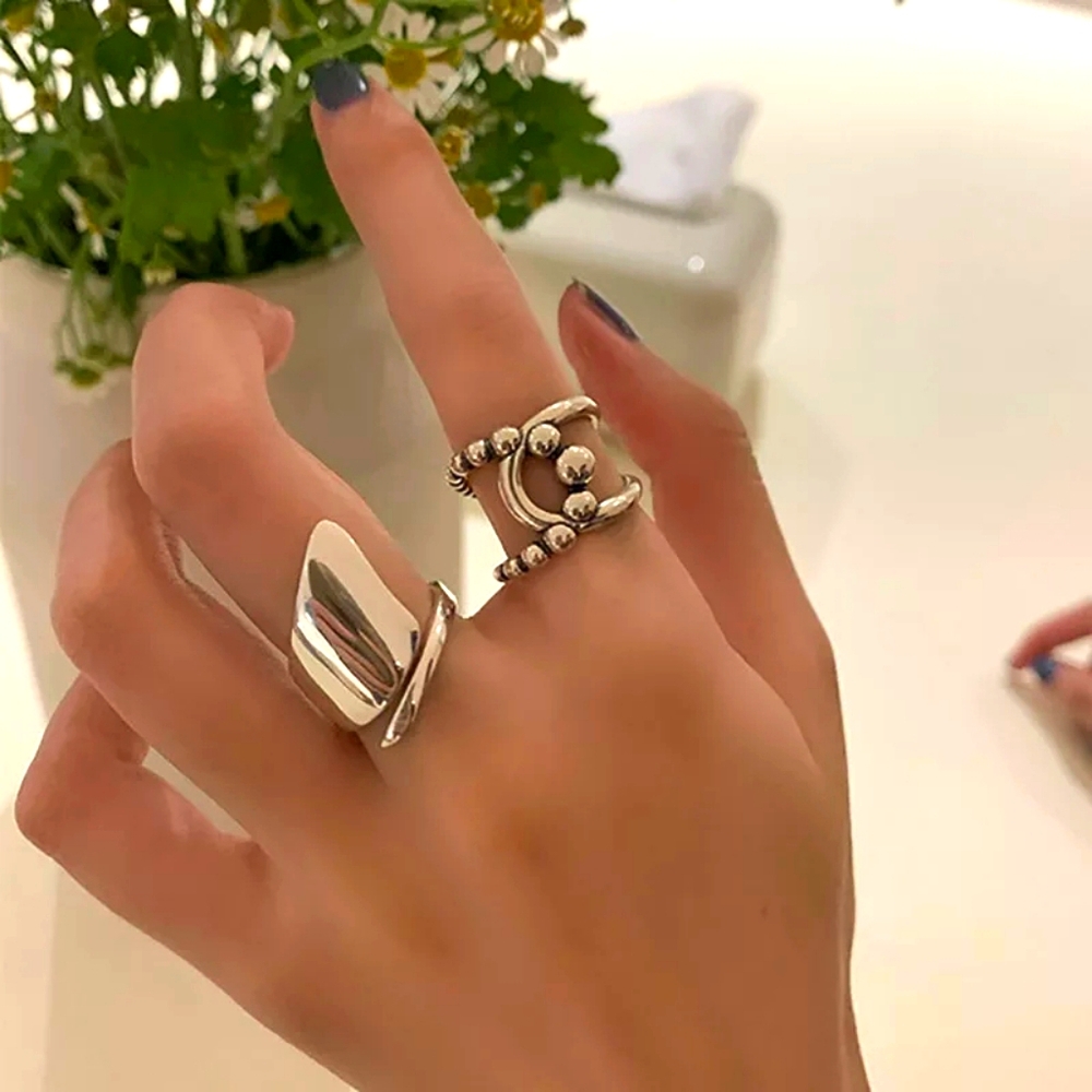 NEW Large Retro 925 Sterling Silver Twist Ball Adjustable Band Ring - Picture 4 of 16
